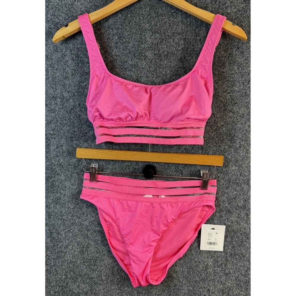 Gibson & Latimer Two Piece Bikini Set Women's Size S/XS Malibu Pink Scoop Neck